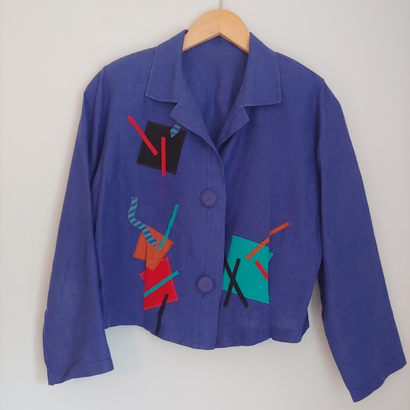Vintage Beppa Patchwork Cropped Blazer Size XS - Picture 2 of 6